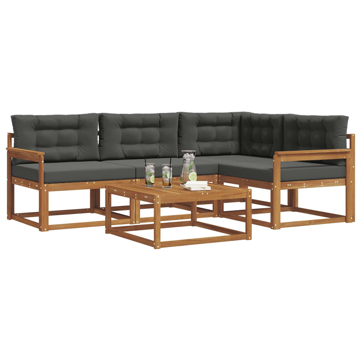 Set di divani da esterno 5 pz Naturale e Antracite