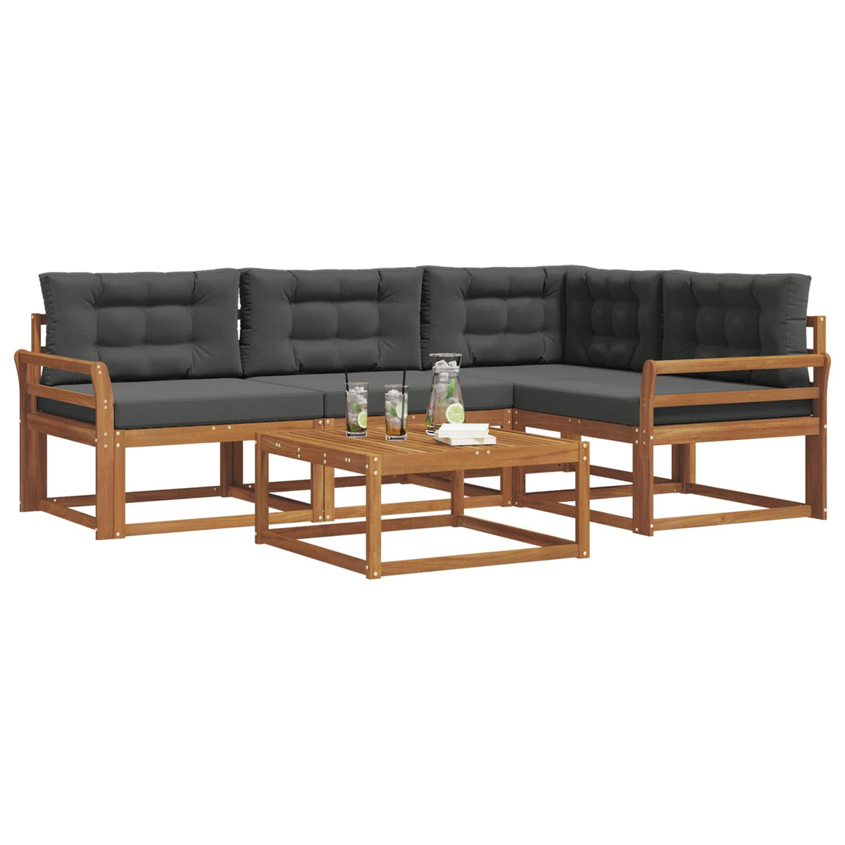 Set di divani da esterno 5 pz Naturale e Antracite | homemem39