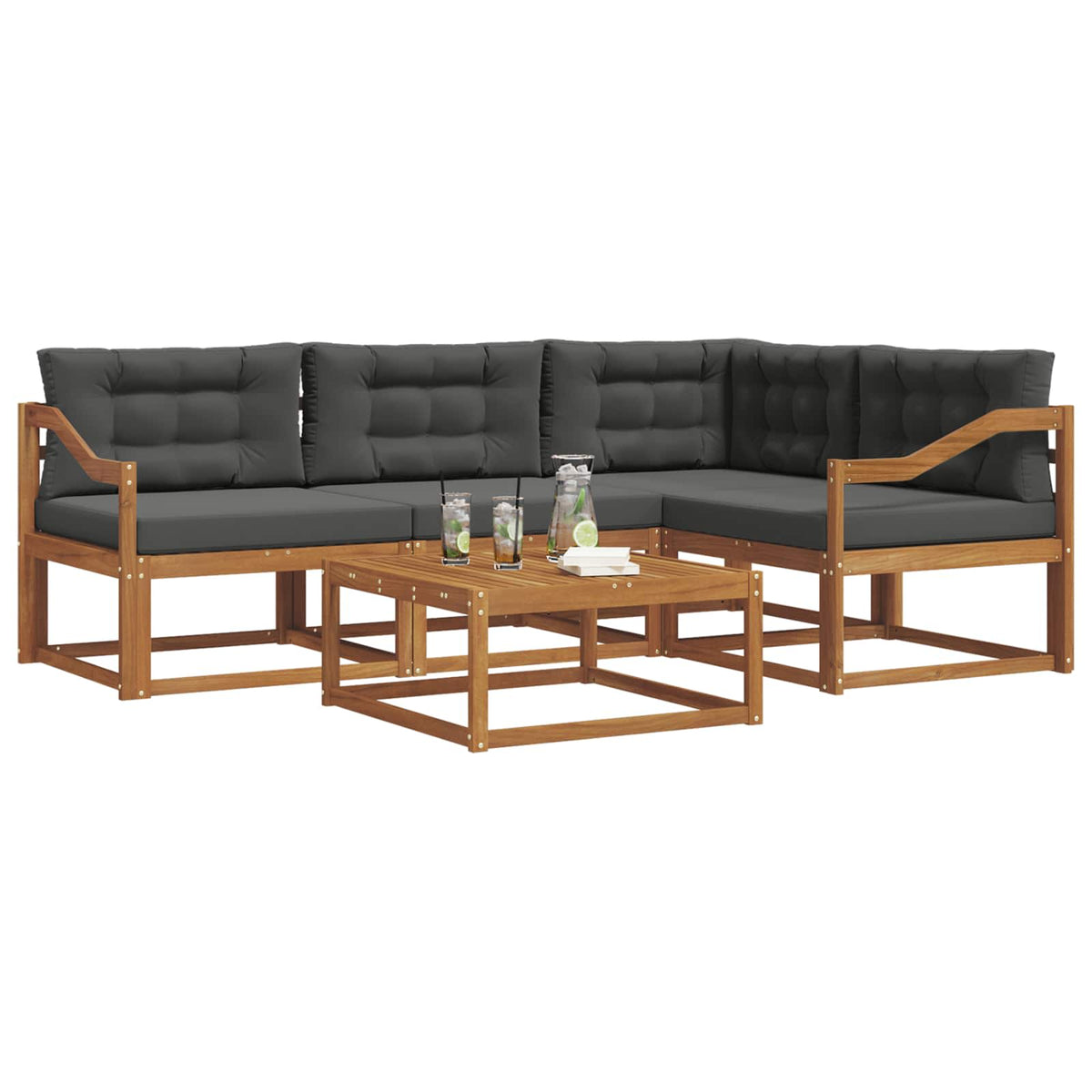 Set di divani da esterno 5 pz Naturale e Antracite | homemem39