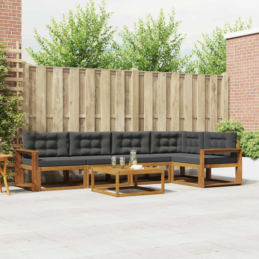 Set di divani da esterno con cuscino 6 pcs Naturale e Antracite