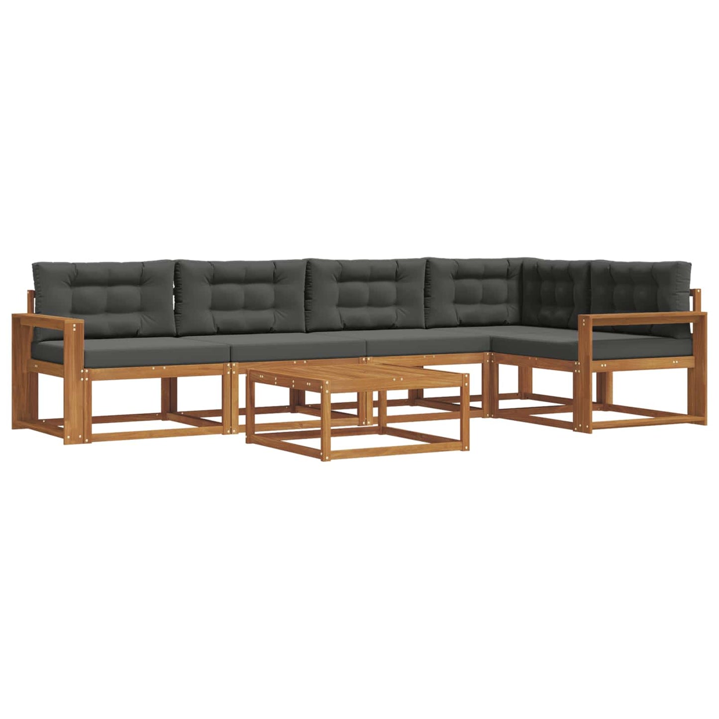 Set di divani da esterno con cuscino 6 pcs Naturale e Antracite | homemem39