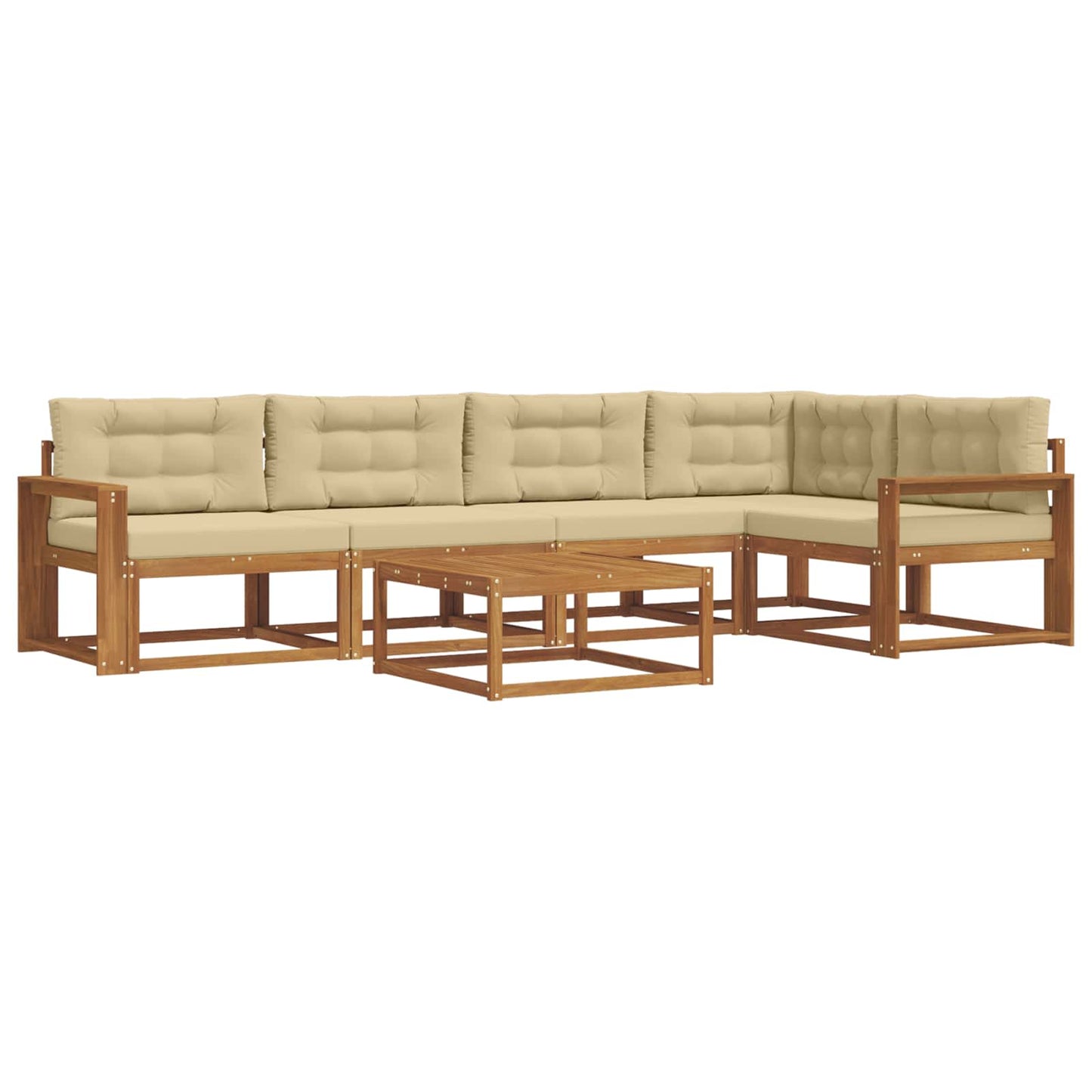 Set di divani da esterno con cuscino 6 pcs Naturale e Beige