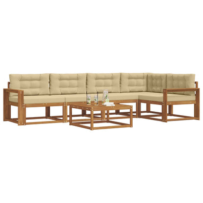 Set di divani da esterno con cuscino 6 pcs Naturale e Beige | homemem39