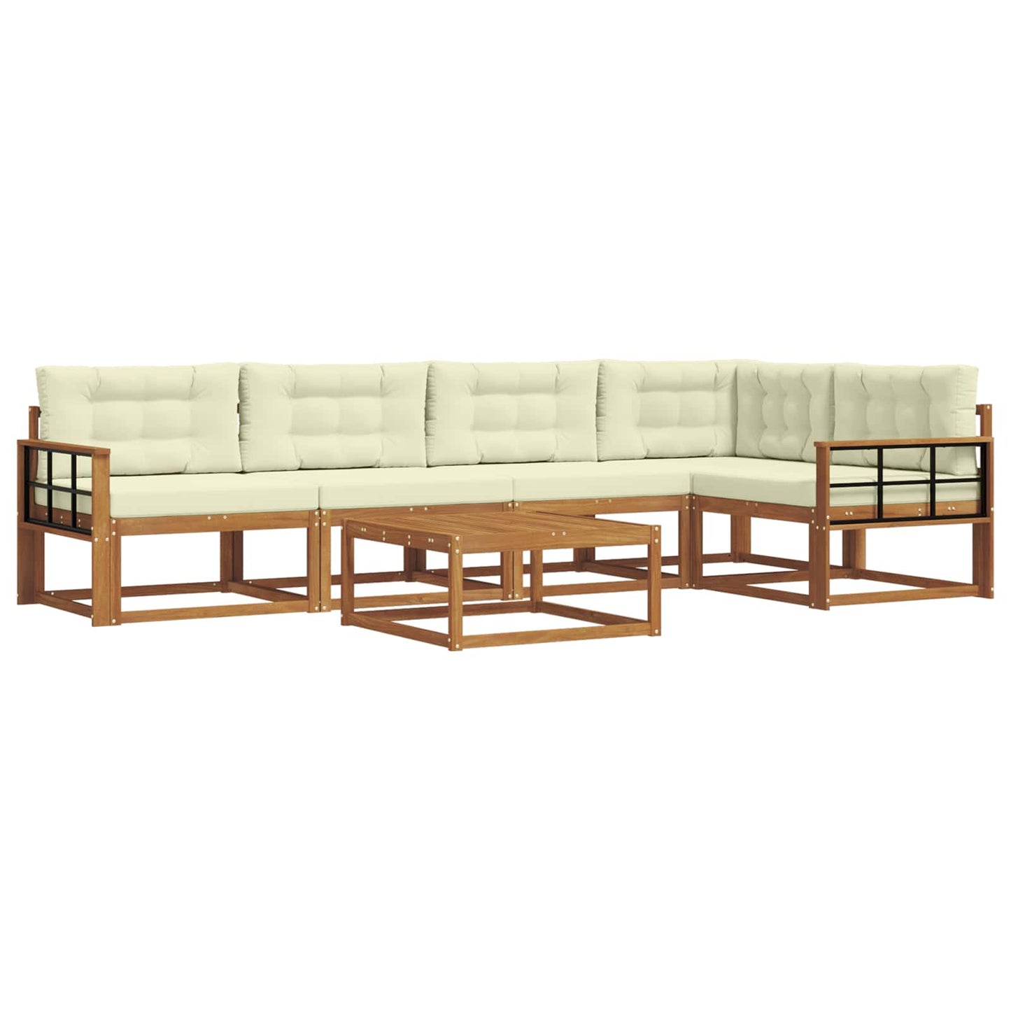 Set di divani da esterno con cuscino 6 pcs Naturale e Crema | homemem39
