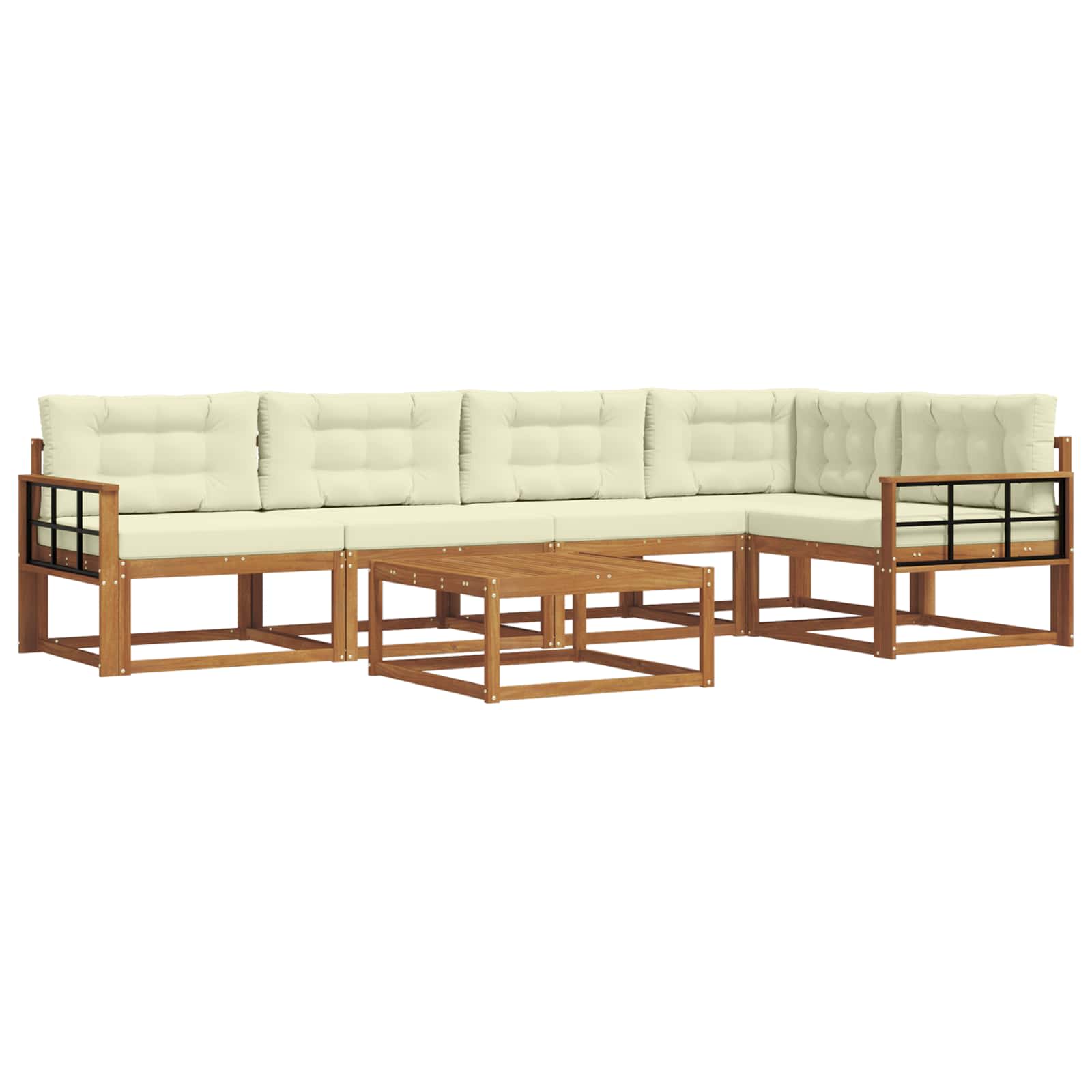Set di divani da esterno con cuscino 6 pcs Naturale e Crema | homemem39