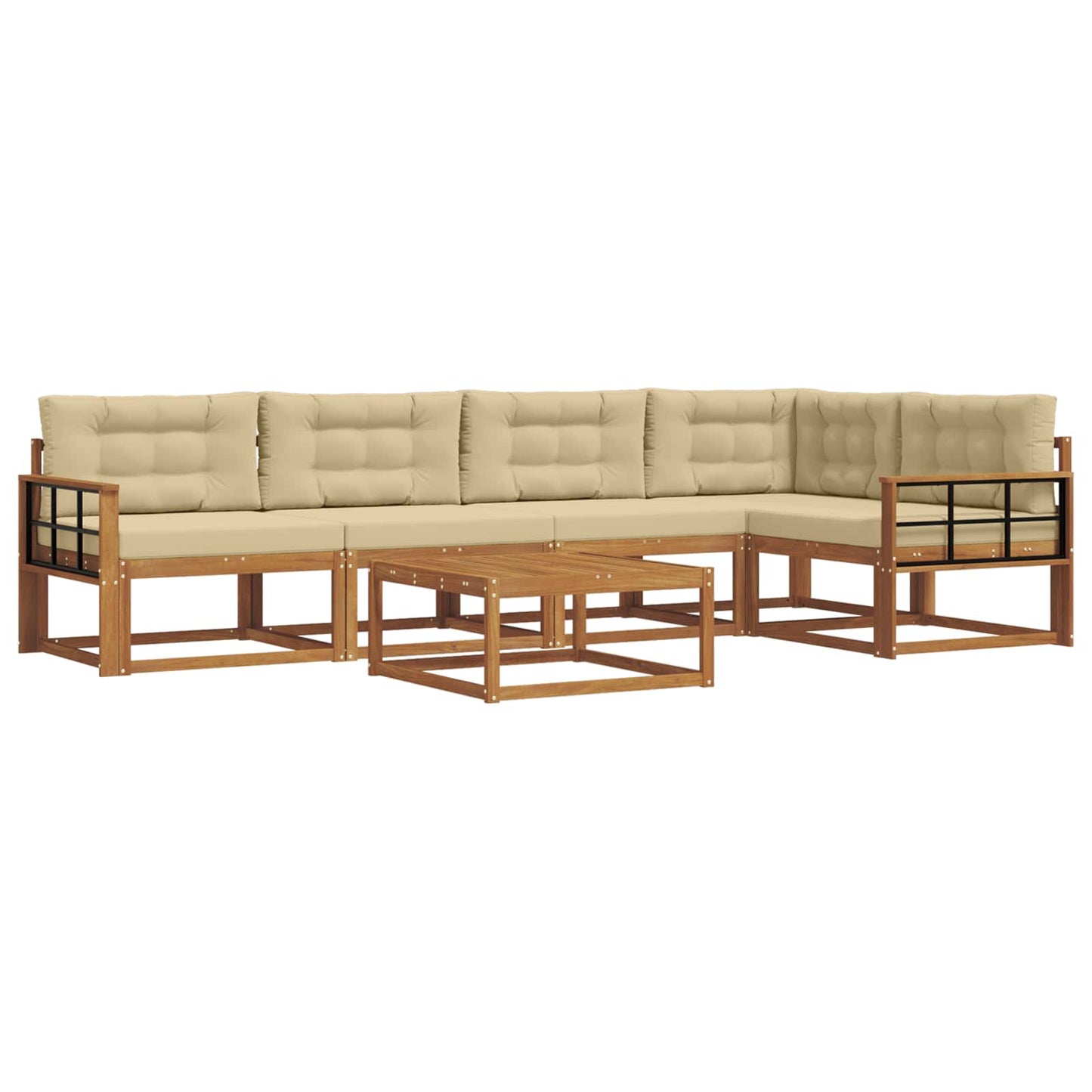 Set di divani da esterno con cuscino 6 pcs Naturale e Beige | homemem39