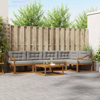 Set di divani da esterno 6 pcs Naturale e Grigio Chiaro