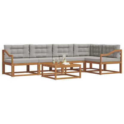 Set di divani da esterno 6 pcs Naturale e Grigio Chiaro