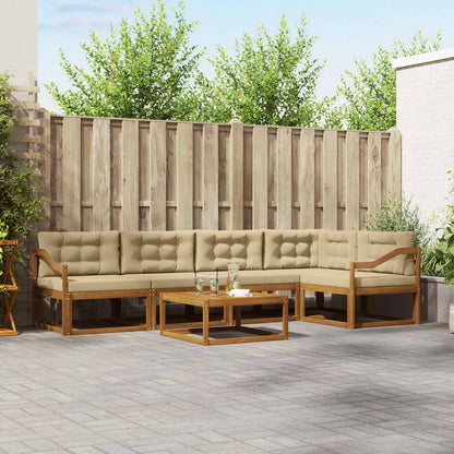 Set di divani da esterno con cuscino 6 pcs Naturale e Beige | homemem39