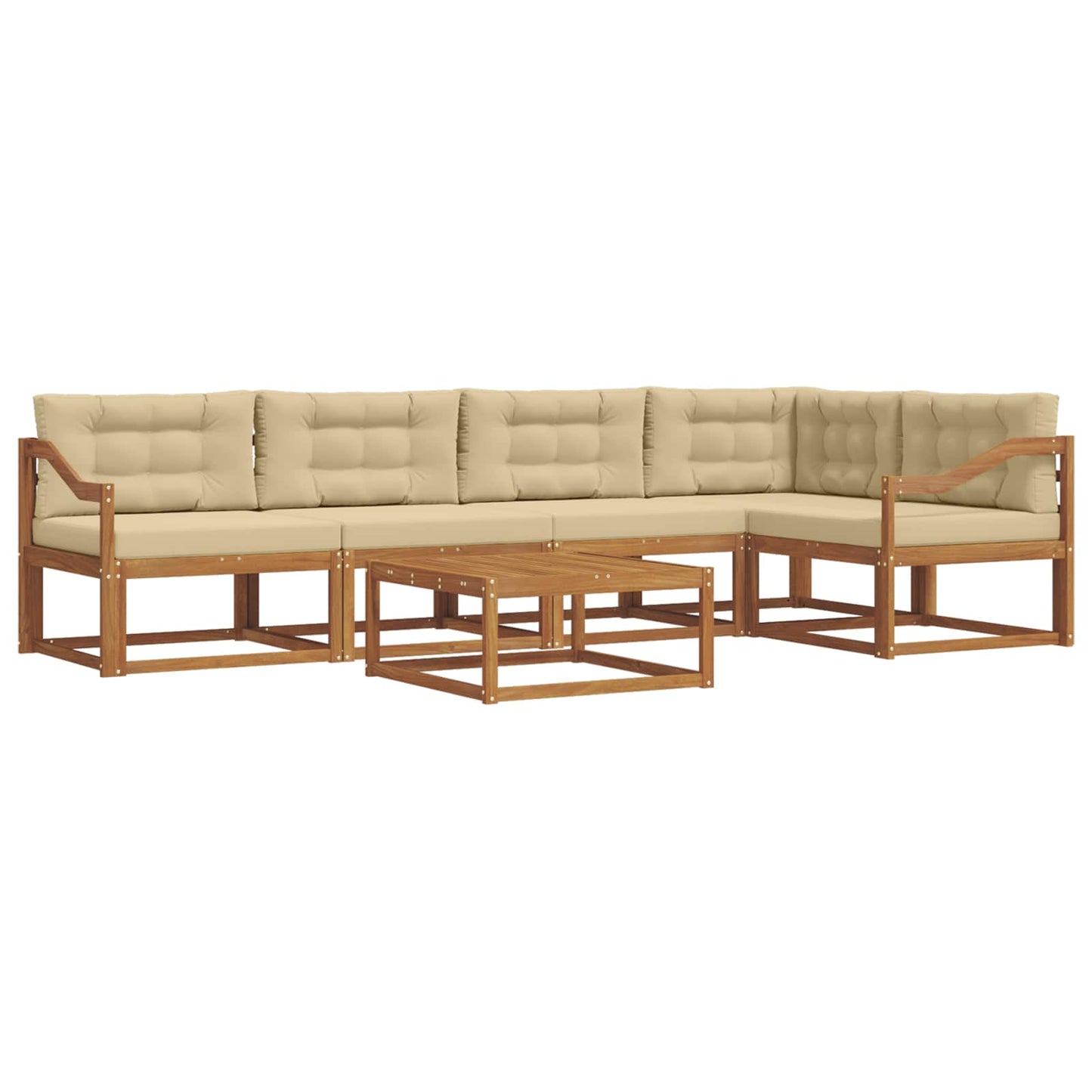 Set di divani da esterno con cuscino 6 pcs Naturale e Beige | homemem39