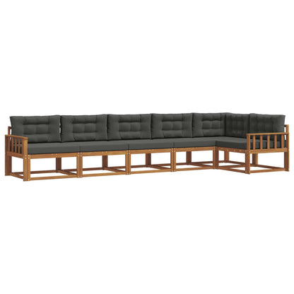 Set di divani da esterno con cuscino 6 pcs Naturale e Antracite | homemem39