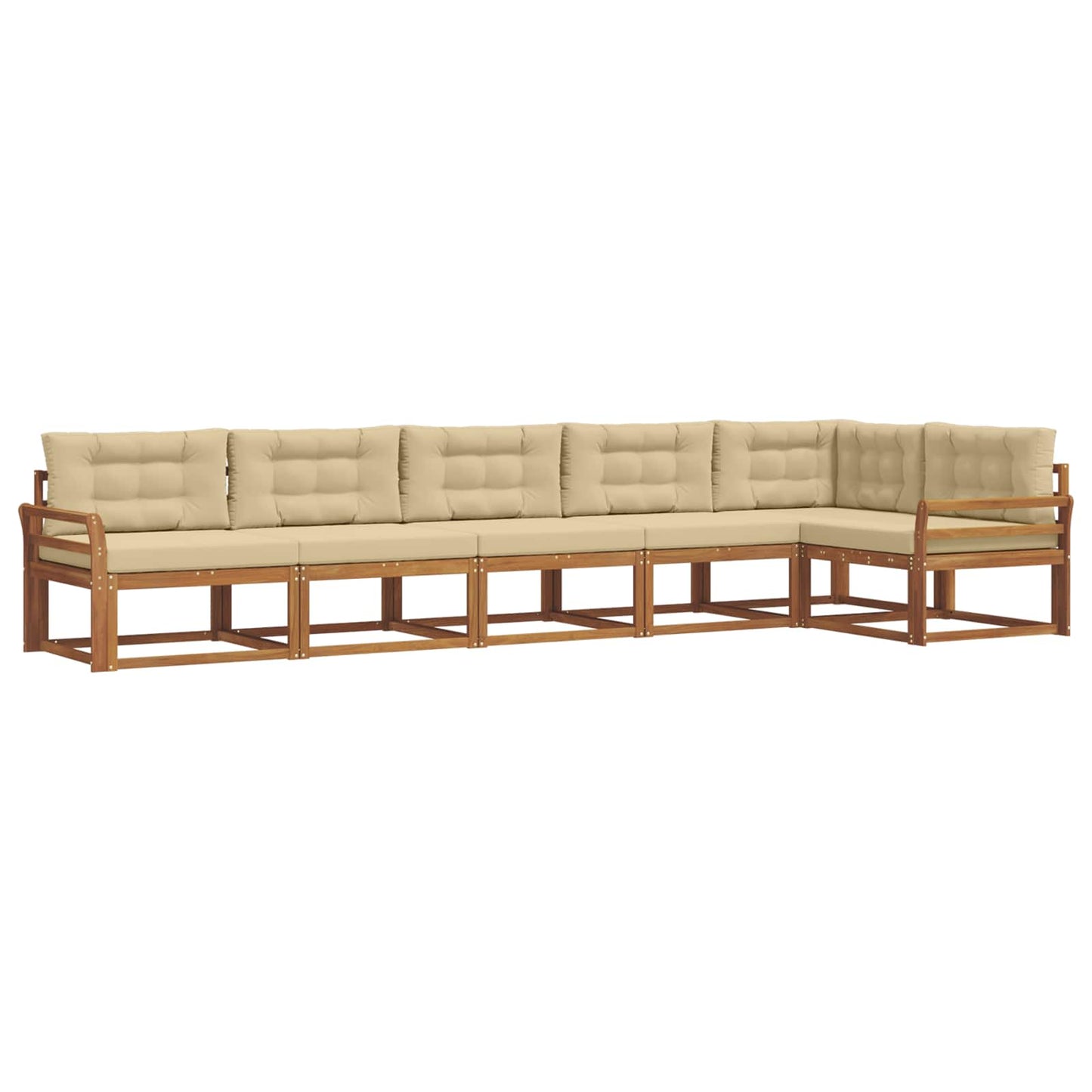 Set di divani da esterno con cuscino 6 pcs Naturale e Beige | homemem39