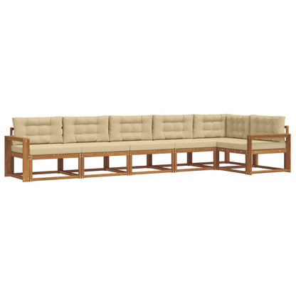 Set di divani da esterno con cuscino 6 pcs Naturale e Beige | homemem39