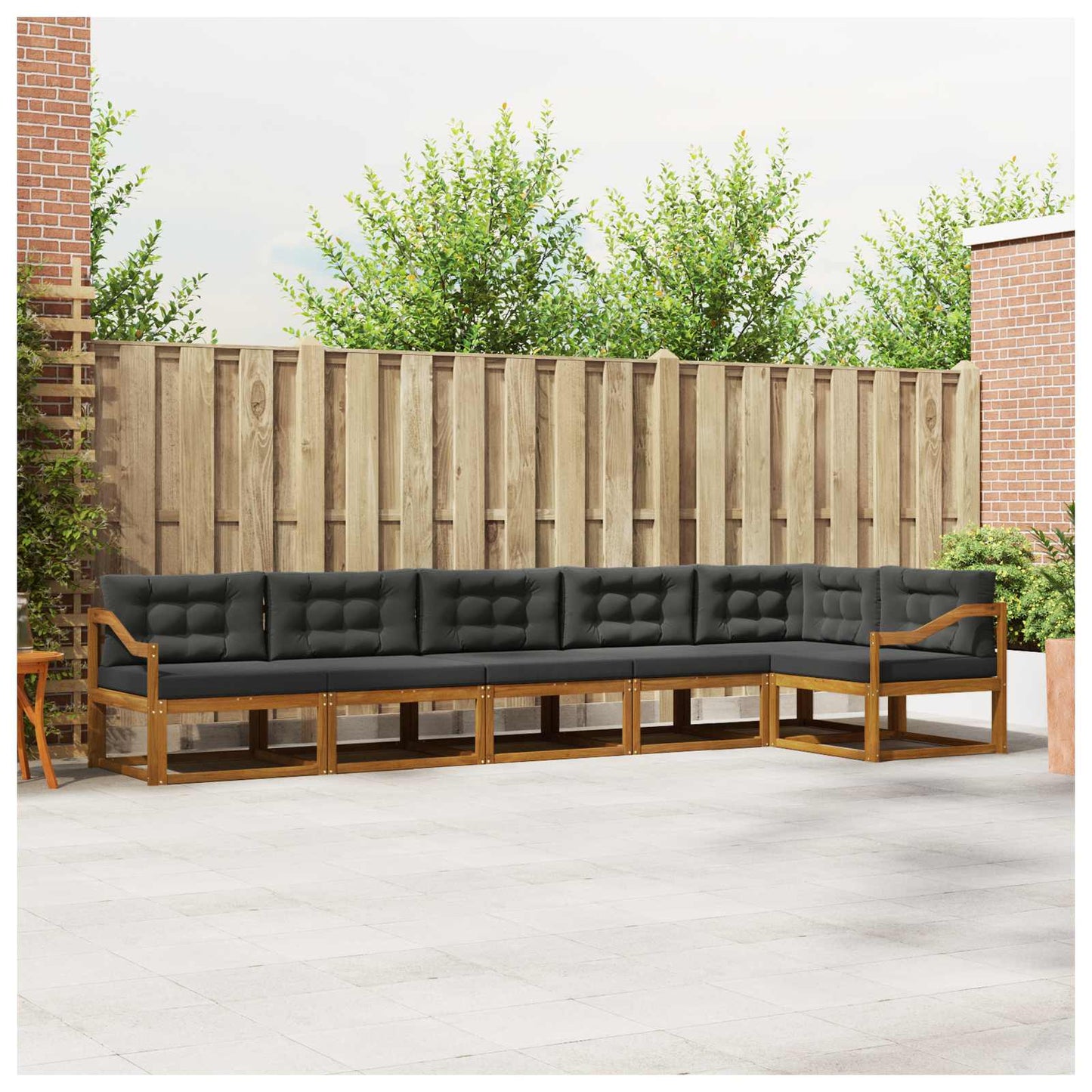 Set di divani da esterno con cuscino 6 pcs Naturale e Antracite