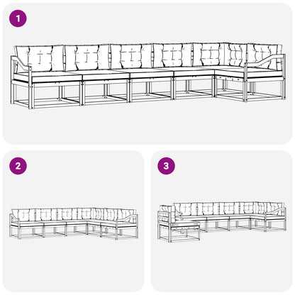 Set di divani da esterno con cuscino 6 pcs Naturale e Antracite | homemem39