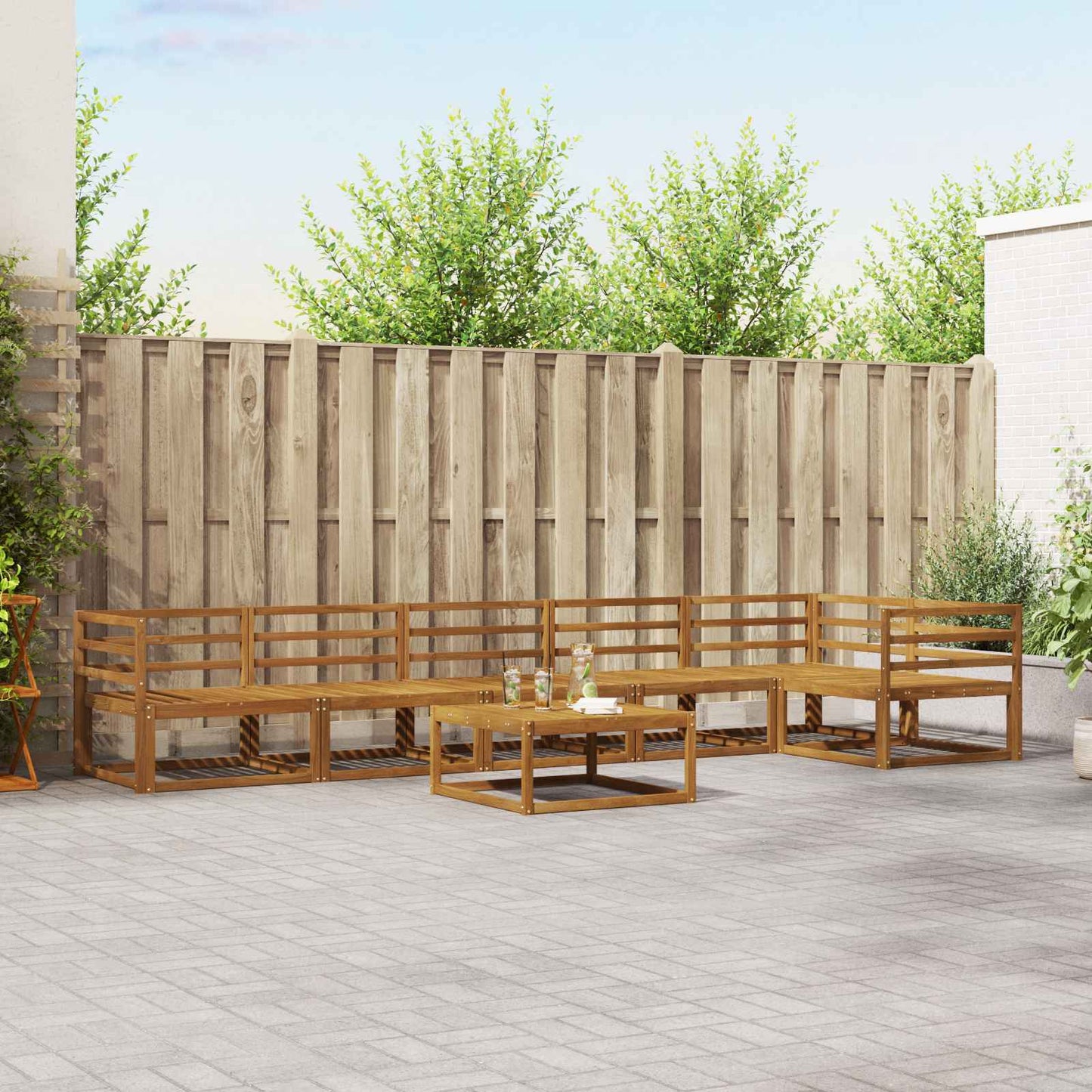 Set di divani da esterno 7 pcs Naturale