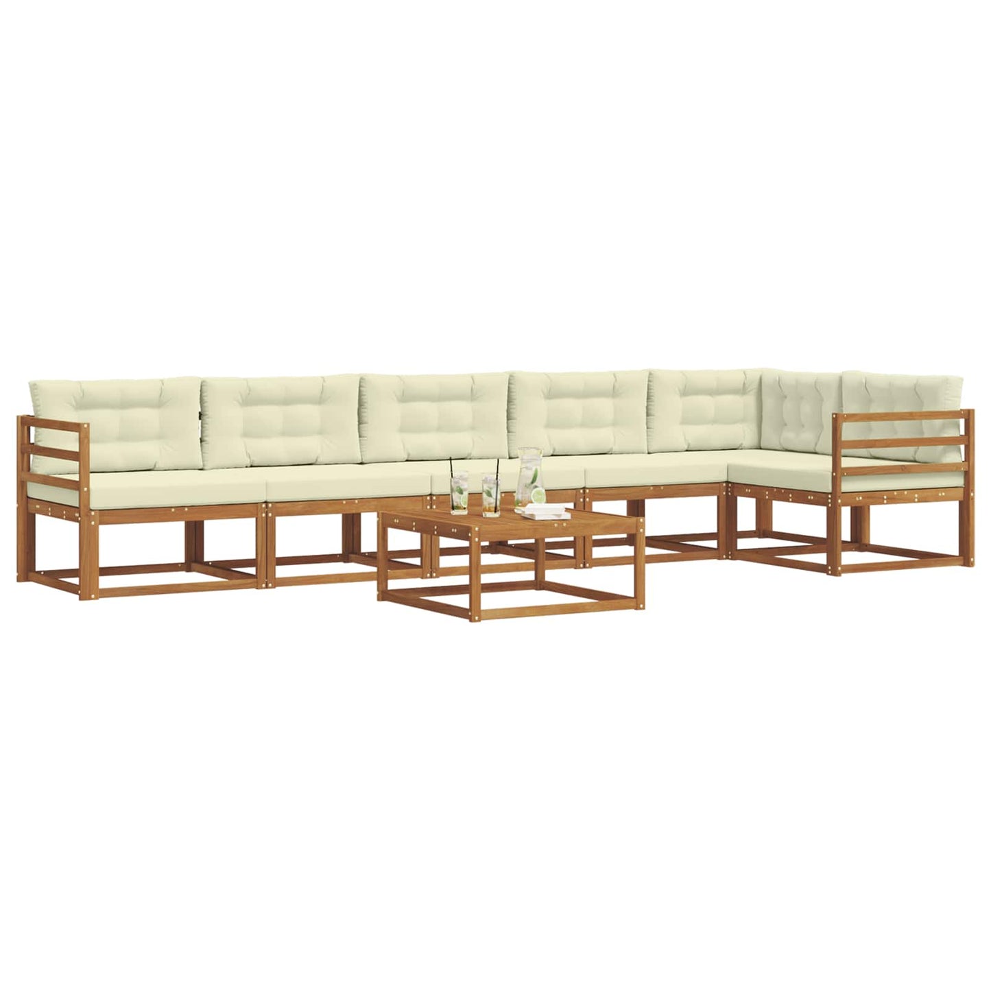 Set di divani da esterno con cuscino 7 pcs Naturale e Crema