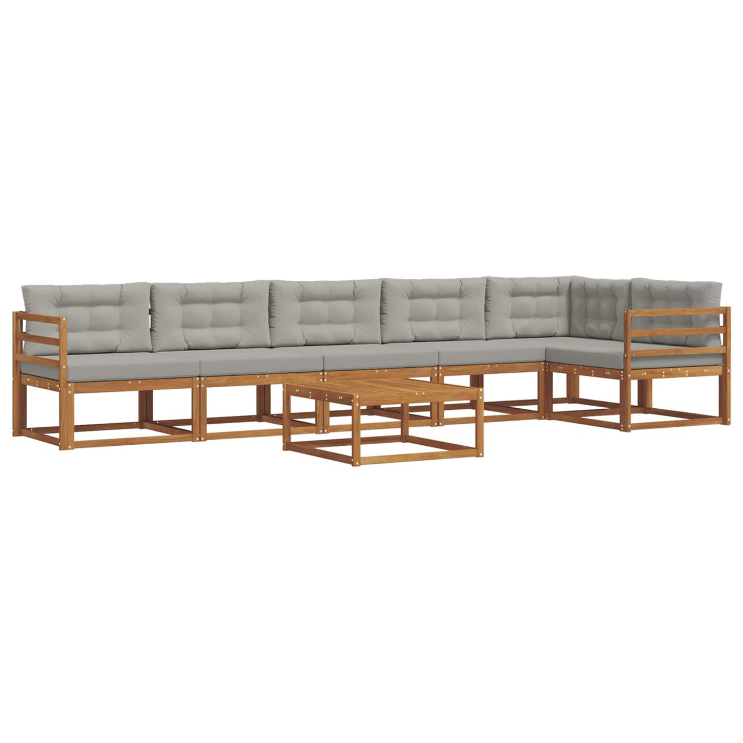 Set di divani da esterno 7 pcs Grigio Naturale e Chiaro