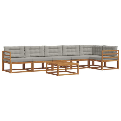 Set di divani da esterno 7 pcs Grigio Naturale e Chiaro