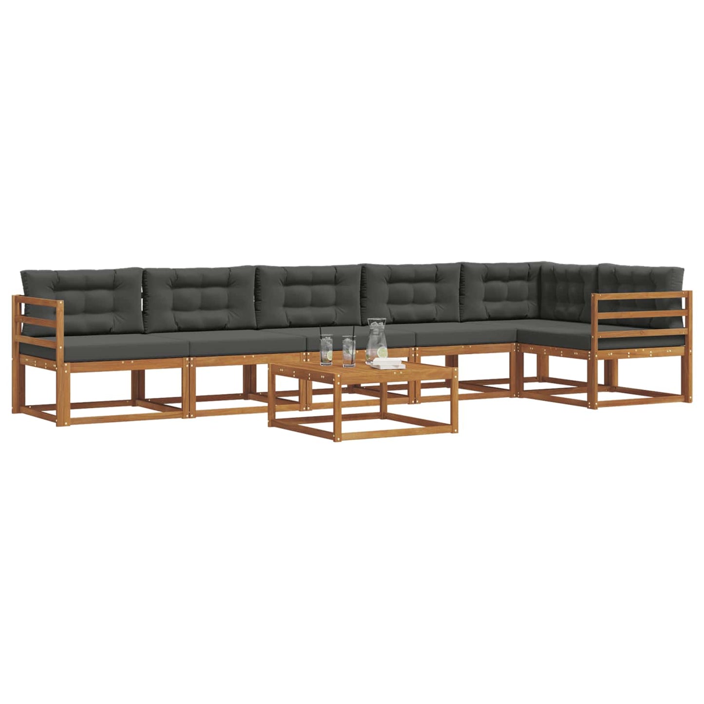 Set di divani da esterno con cuscino 7 pcs Naturale e Antracite