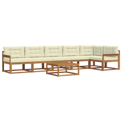 Set di divani da esterno con cuscino 7 pcs Naturale e Crema | homemem39