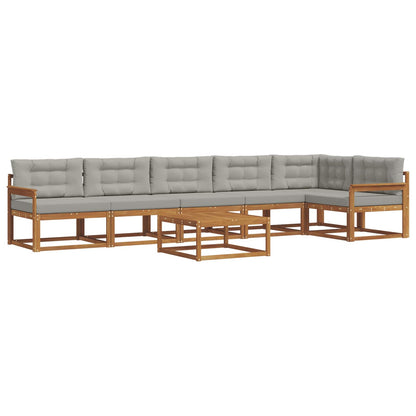 Set di divani da esterno 7 pcs Grigio Naturale e Chiaro | homemem39