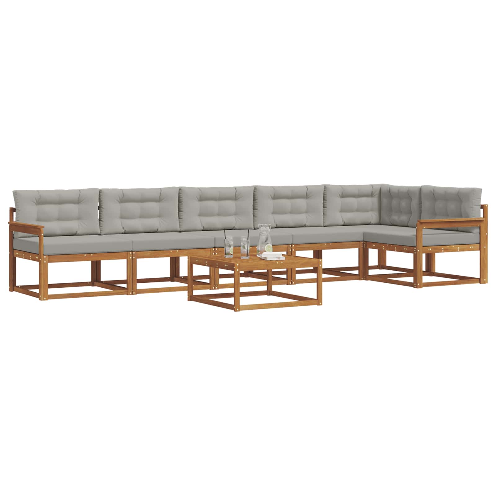 Set di divani da esterno 7 pcs Grigio Naturale e Chiaro | homemem39