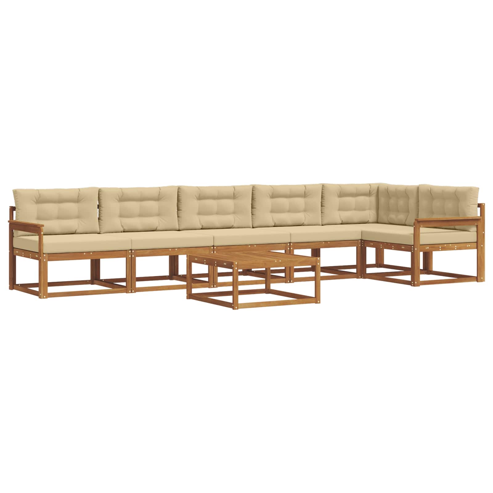 Set di divani da esterno con cuscino 7 pcs Naturale e Beige | homemem39