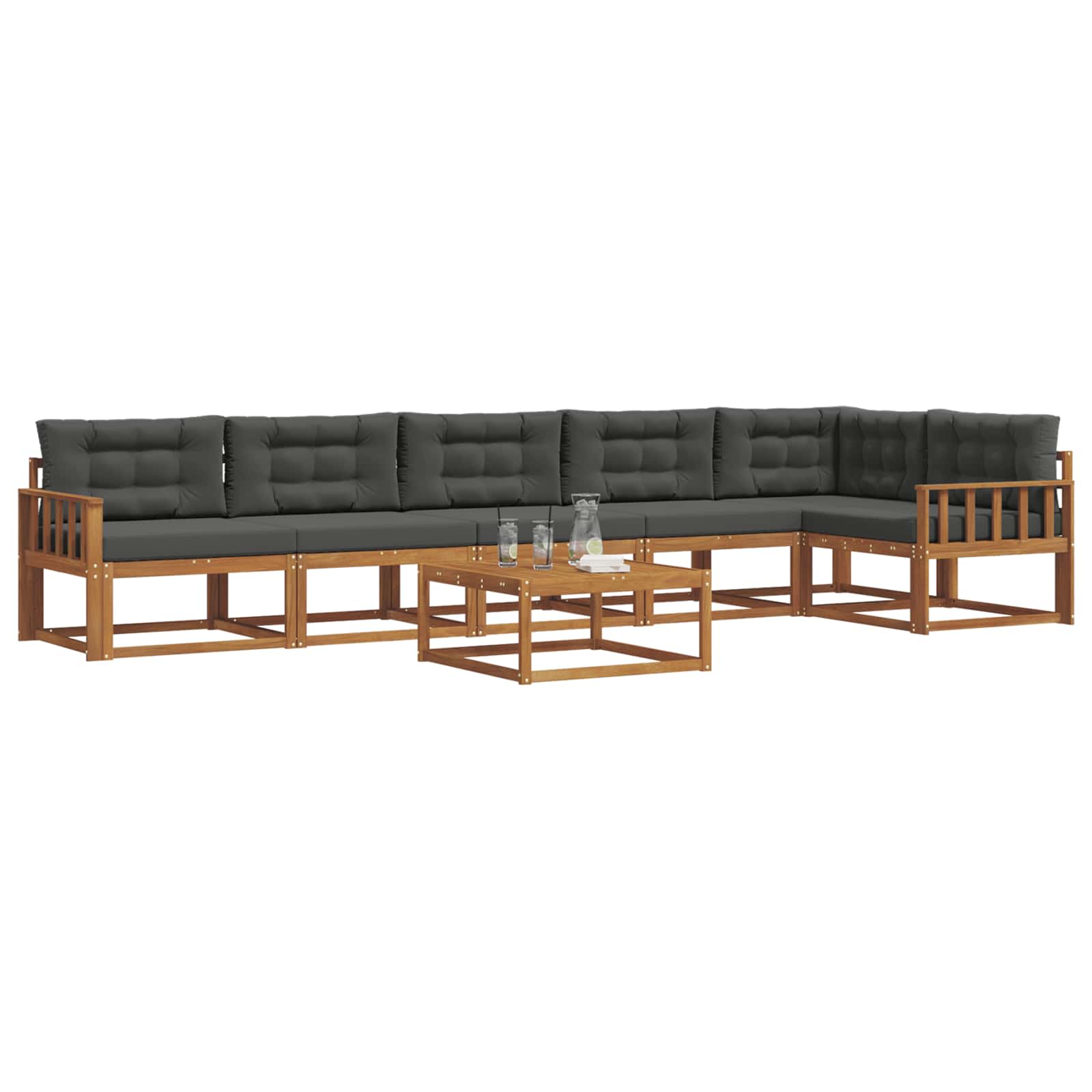 Set di divani da esterno con cuscino 7 pcs Naturale e Antracite | homemem39