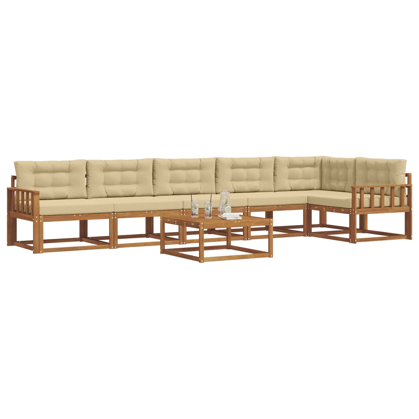Set di divani da esterno con cuscino 7 pcs Naturale e Beige | homemem39