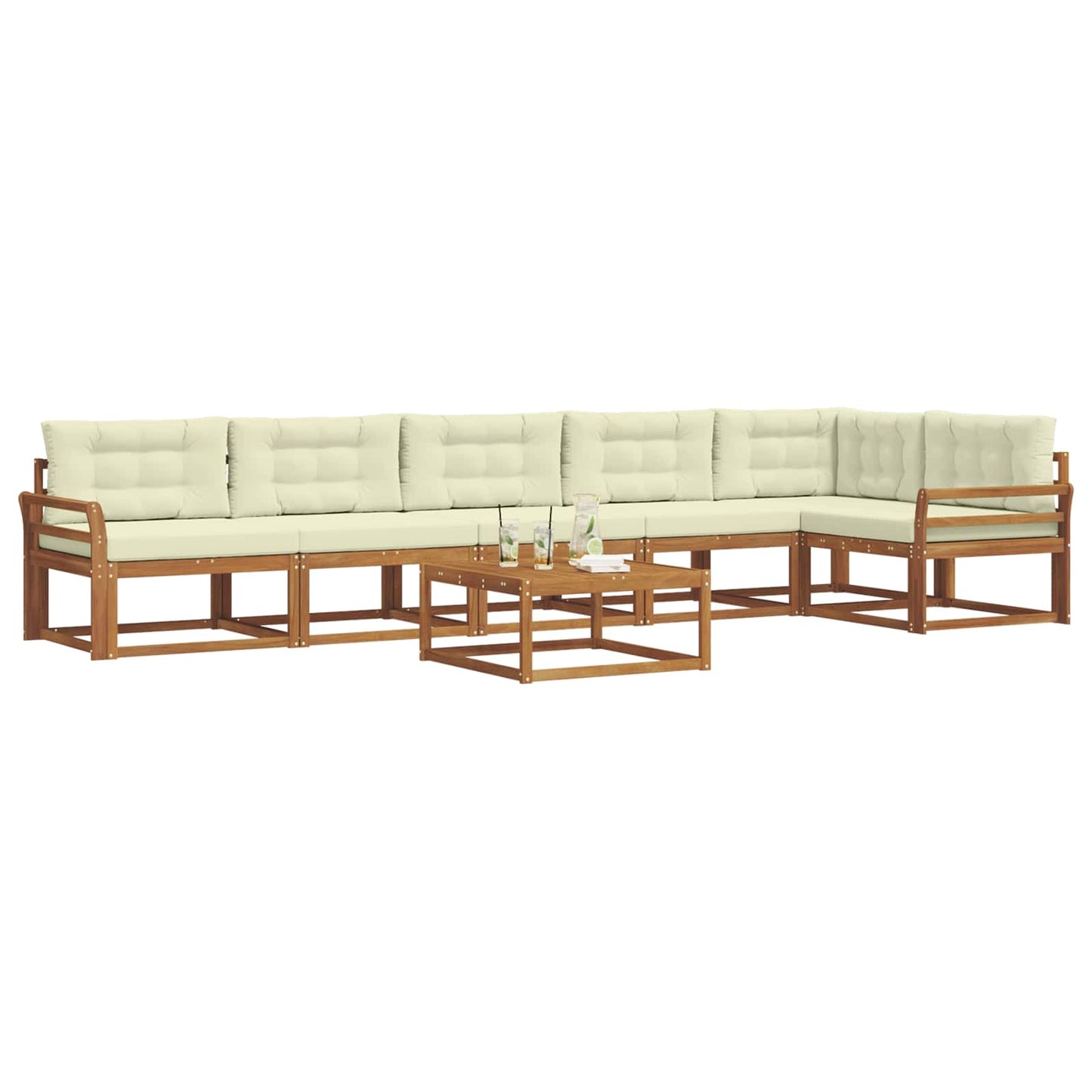 Set di divani da esterno con cuscino 7 pcs Naturale e Crema