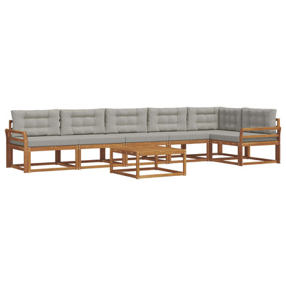 Set di divani da esterno 7 pcs Grigio Naturale e Chiaro | homemem39