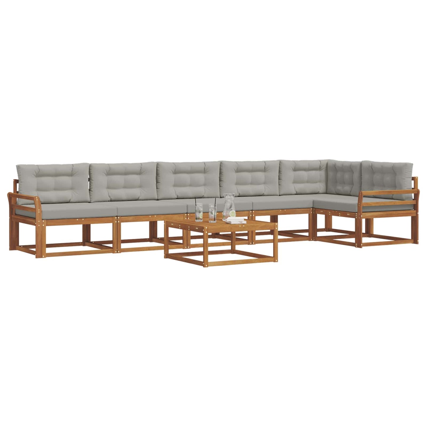 Set di divani da esterno 7 pcs Grigio Naturale e Chiaro | homemem39