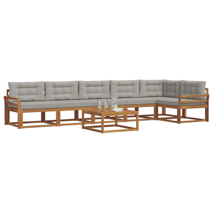 Set di divani da esterno 7 pcs Grigio Naturale e Chiaro | homemem39