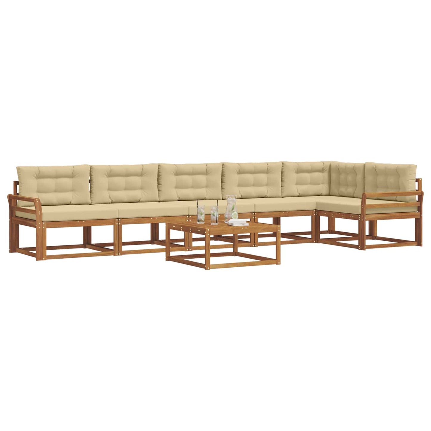 Set di divani da esterno con cuscino 7 pcs Naturale e Beige | homemem39