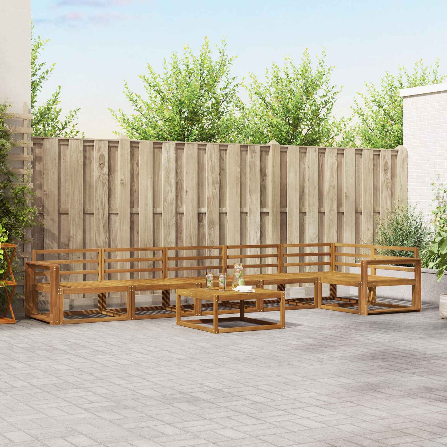 Set di divani da esterno 7 pcs Naturale | homemem39