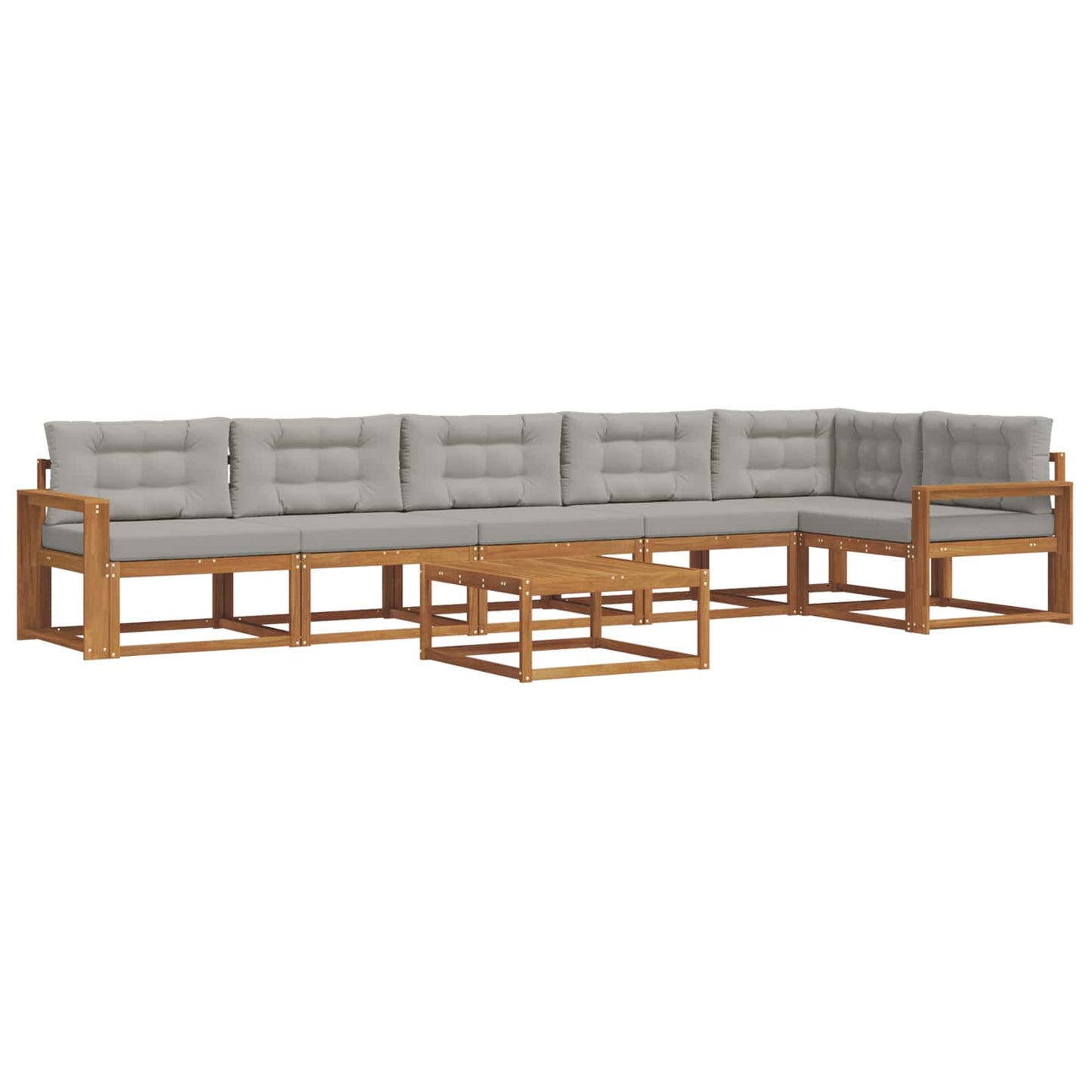Set di divani da esterno 7 pcs Grigio Naturale e Chiaro | homemem39