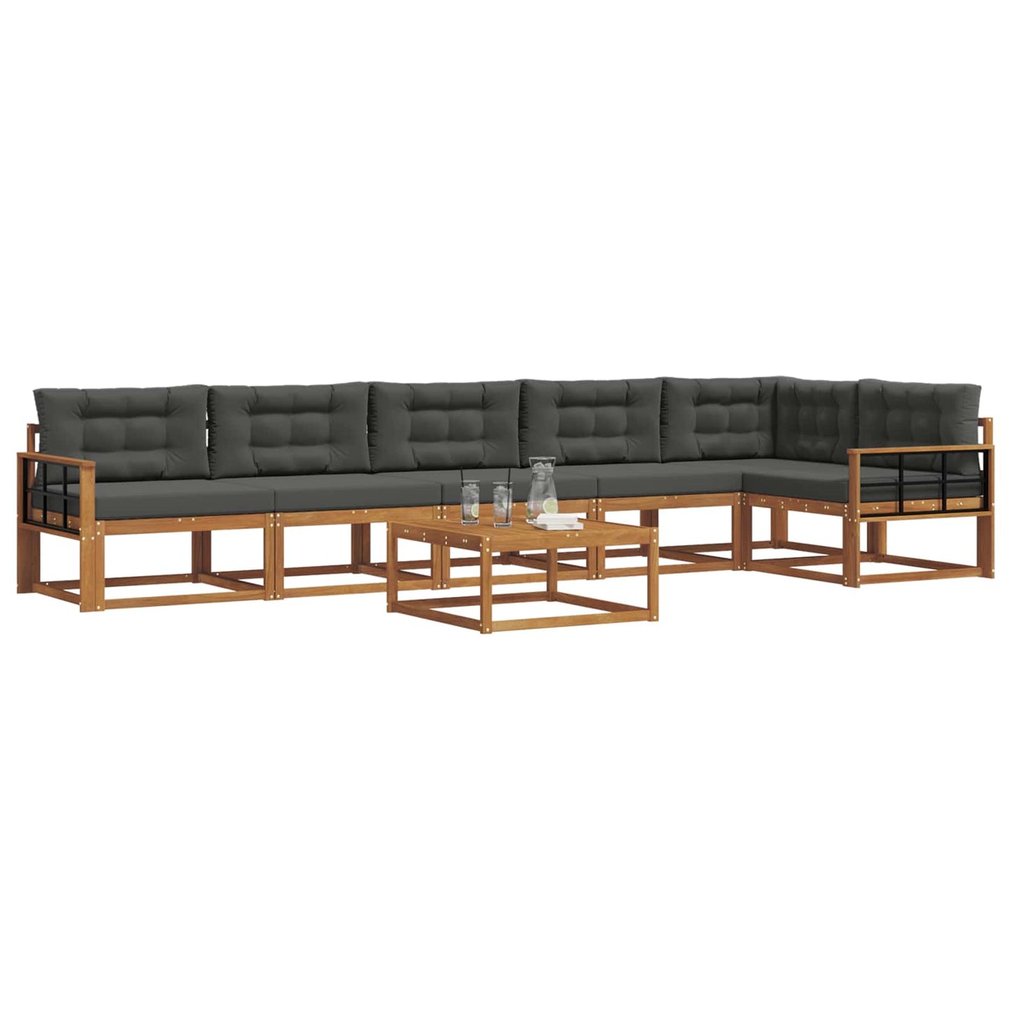 Set di divani da esterno con cuscino 7 pcs Naturale e Antracite | homemem39