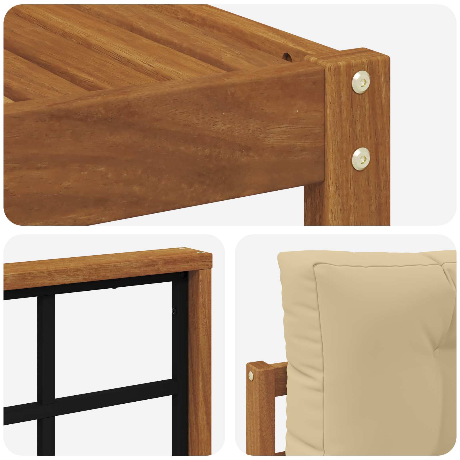 Set di divani da esterno con cuscino 7 pcs Naturale e Beige | homemem39