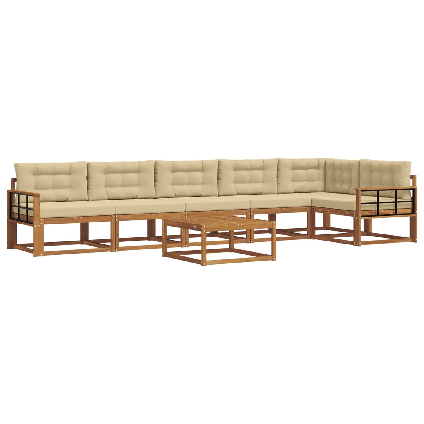 Set di divani da esterno con cuscino 7 pcs Naturale e Beige