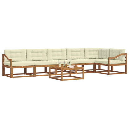 Set di divani da esterno con cuscino 7 pcs Naturale e Crema