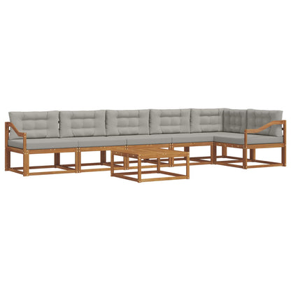 Set di divani da esterno 7 pcs Grigio Naturale e Chiaro | homemem39
