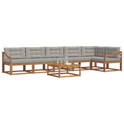 Set di divani da esterno 7 pcs Grigio Naturale e Chiaro