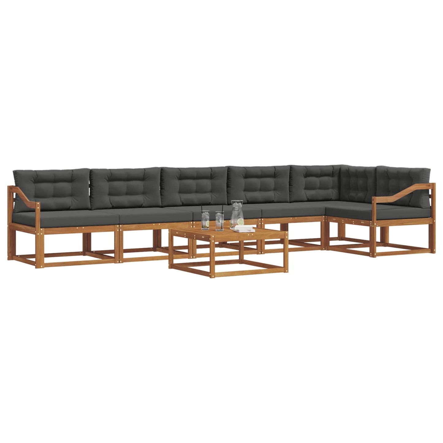 Set di divani da esterno con cuscino 7 pcs Naturale e Antracite