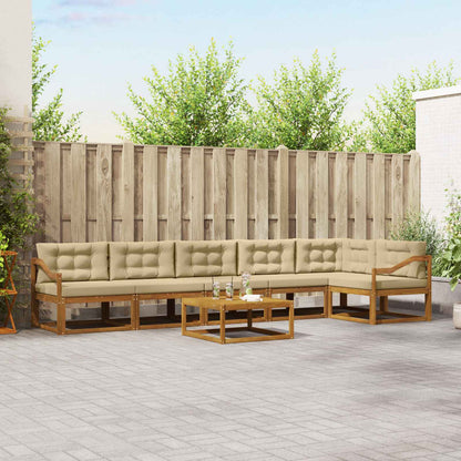 Set di divani da esterno con cuscino 7 pcs Naturale e Beige