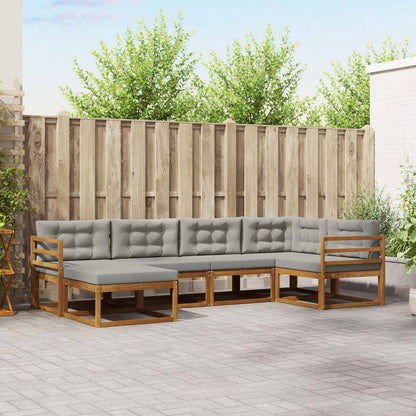 Set di divani da esterno 6 pz 6-Posti Naturale e Grigio Chiaro | homemem39