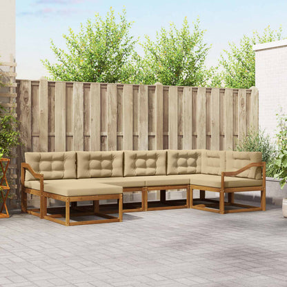 Set di divani da esterno con cuscino 6 pcs Naturale e Beige
