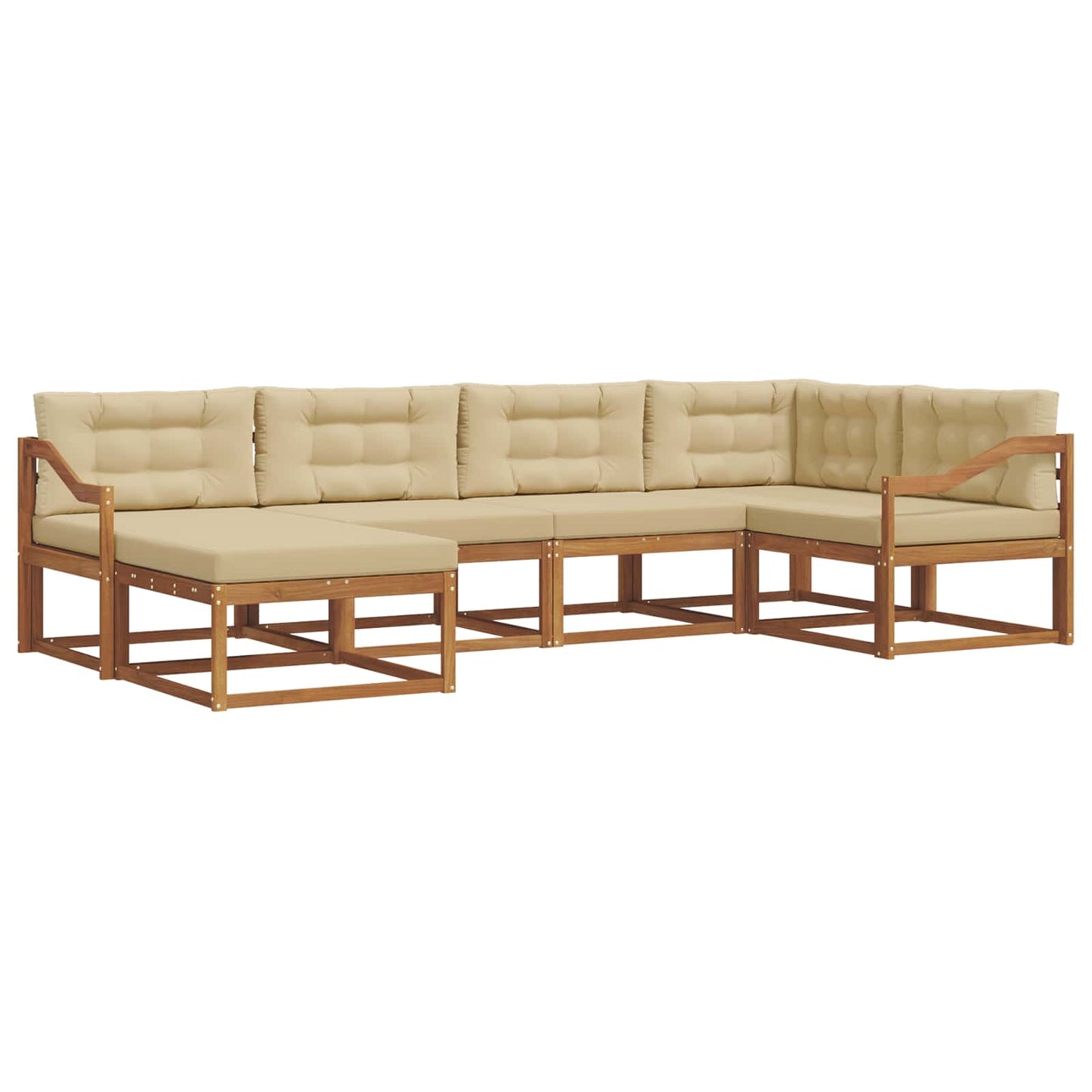 Set di divani da esterno con cuscino 6 pcs Naturale e Beige