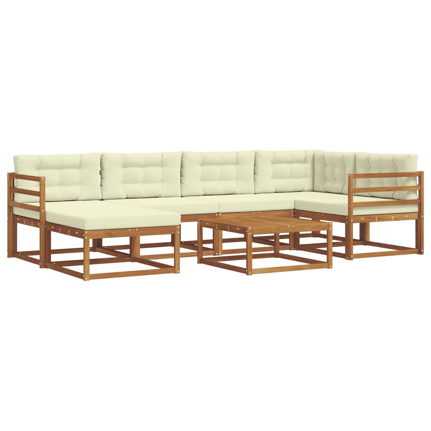 Set di divani da esterno con cuscino 7 pcs Naturale e Crema | homemem39