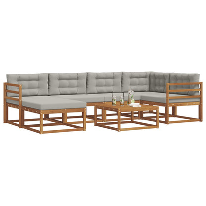 Set di divani da esterno 7 pcs Grigio Naturale e Chiaro